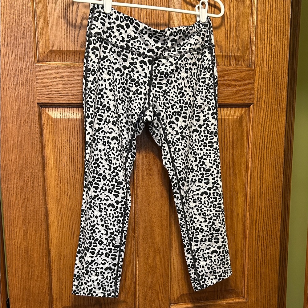 Nike Black and White Leopard Print Cropped Pants